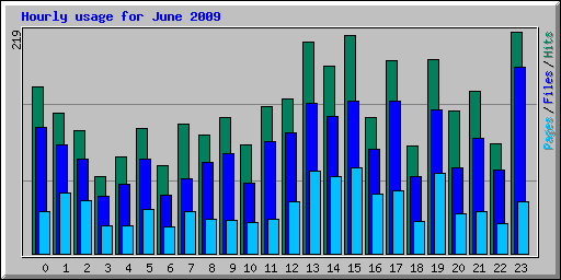 Hourly usage for June 2009