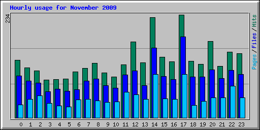 Hourly usage for November 2009