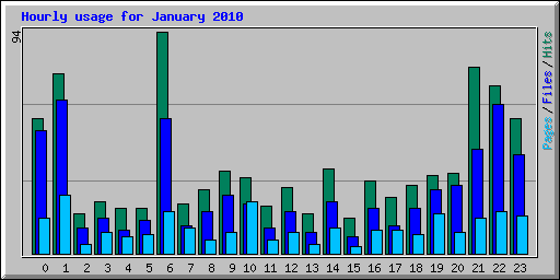 Hourly usage for January 2010