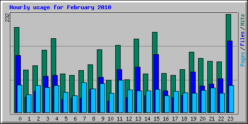 Hourly usage for February 2010