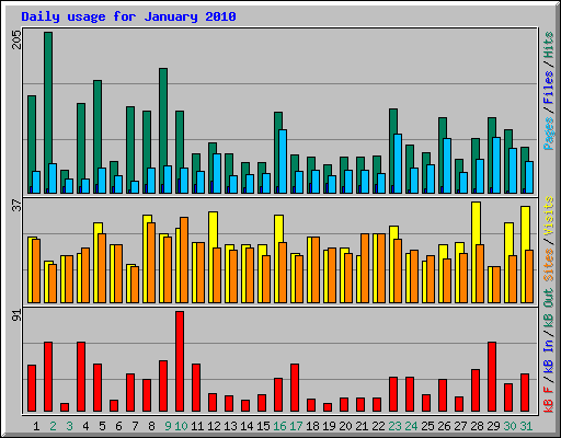Daily usage for January 2010