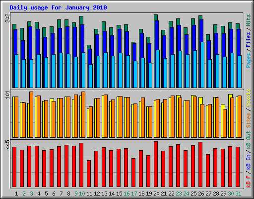 Daily usage for January 2010