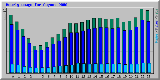 Hourly usage for August 2009