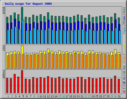 Daily usage for August 2009