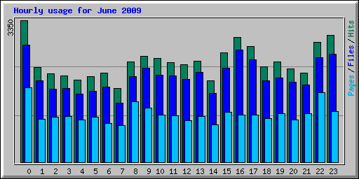 Hourly usage for June 2009